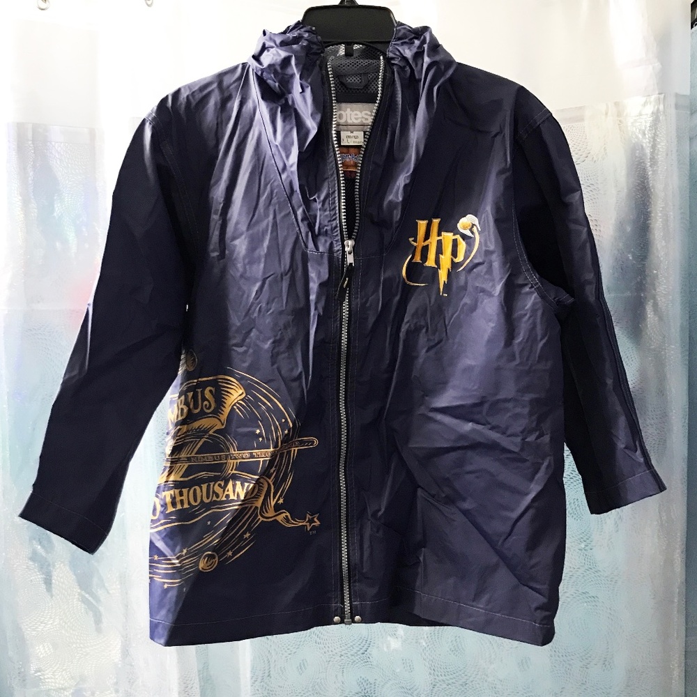TOTES Dk. Blue, Harry Potter, Hooded, Zip Up Rain Jacket for Kids, Sz M 10/12
